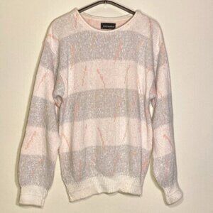 VINTAGE Tony Lambert 100% Cotton Knit Sweater Womens Medium Cream Peach USA